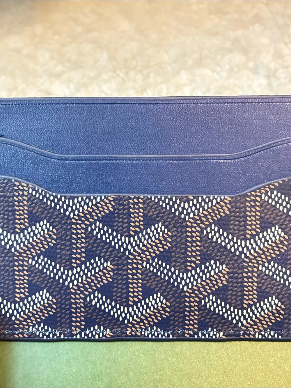 Goyard Navy Blue Card Holder - Men's Leather Card Sleeve